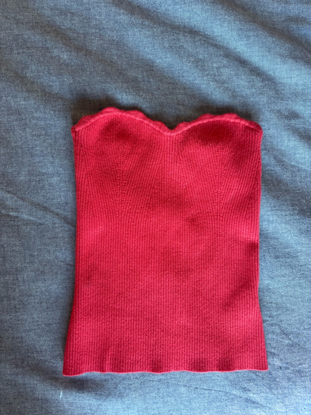 Aritzia Wilfred Red Ribbed Tube Top